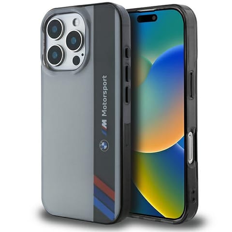 ⁨BMW BMHCP16X23HTFEG iPhone 16 Pro Max 6.9" szary/grey hardcase Motosport IML Vertical Stripe⁩ w sklepie Wasserman.eu