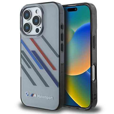 ⁨BMW BMHCP16L23HTRAG iPhone 16 Pro 6.3" szary/grey hardcase Motosport IML Random Stripes⁩ w sklepie Wasserman.eu