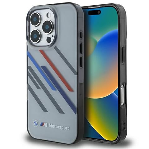 ⁨BMW BMHCP16X23HTRAG iPhone 16 Pro Max 6.9" szary/grey hardcase Motosport IML Random Stripes⁩ w sklepie Wasserman.eu