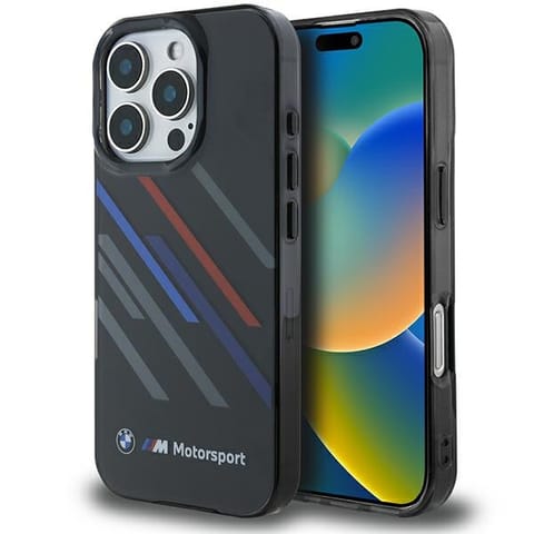 ⁨BMW BMHCP16L23HTRAK iPhone 16 Pro 6.3" czarny/black hardcase Motosport IML Random Stripes⁩ w sklepie Wasserman.eu