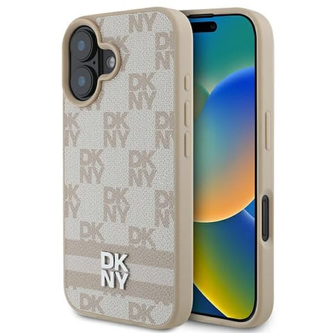 ⁨DKNY DKHCP16SPCPTSSP iPhone 16 6.1" różowy/pink hardcase Checkered Pattern & Printed Stripes⁩ w sklepie Wasserman.eu