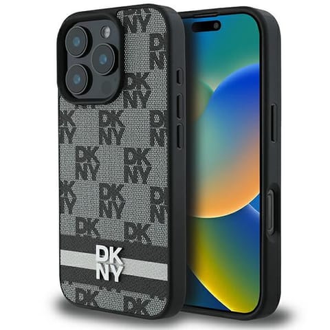 ⁨DKNY DKHCP16XPCPTSSK iPhone 16 Pro Max 6,9" czarny/black hardcase Checkered Pattern & Printed Stripes⁩ w sklepie Wasserman.eu