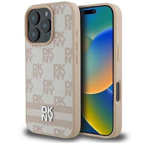 ⁨DKNY DKHCP16XPCPTSSP iPhone 16 Pro Max 6.9" różowy/pink hardcase Checkered Pattern & Printed Stripes⁩ w sklepie Wasserman.eu