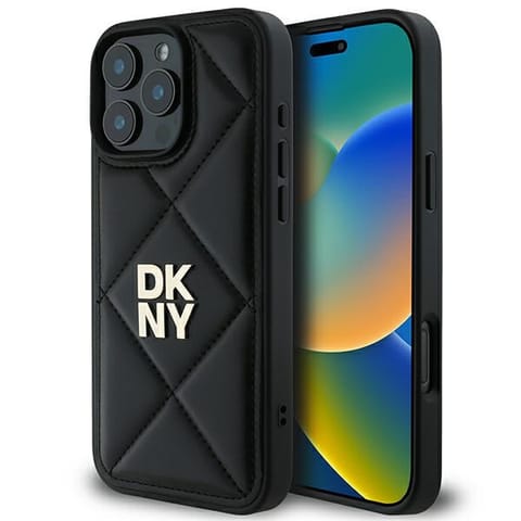 ⁨DKNY DKHCP16XPQDSLK iPhone 16 Pro Max 6.9" czarny/black Quilted Stack Logo⁩ w sklepie Wasserman.eu