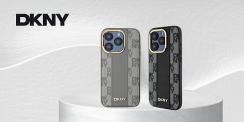 ⁨DKNY DKHMP14LPCPVSLE iPhone 14 Pro 6.1" beżowy/beige hardcase Leather Checkered Mono Pattern MagSafe⁩ w sklepie Wasserman.eu