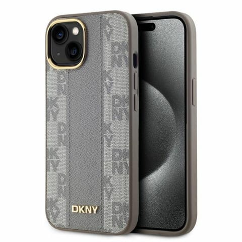 ⁨DKNY DKHMP14SPCPVSLE iPhone 14 6.1" beżowy/beige hardcase Leather Checkered Mono Pattern MagSafe⁩ w sklepie Wasserman.eu