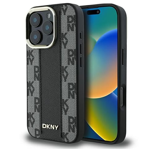 ⁨DKNY DKHMP16LPCPVSLK iPhone 16 Pro 6.3" czarny/black hardcase Checkered Pattern Magsafe⁩ w sklepie Wasserman.eu