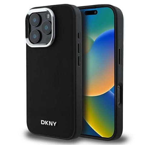 ⁨DKNY DKHMP16LPSCMCLK iPhone 16 Pro 6.3" czarny/black hardcase Plain Silver Logo MagSafe⁩ w sklepie Wasserman.eu