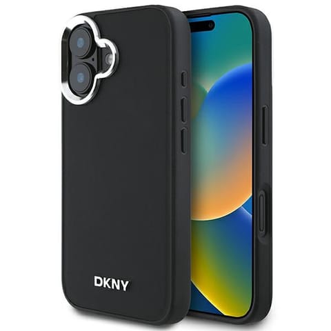 ⁨DKNY DKHMP16SPSCMCLK iPhone 16 6.1" czarny/black hardcase Plain Silver Logo MagSafe⁩ w sklepie Wasserman.eu