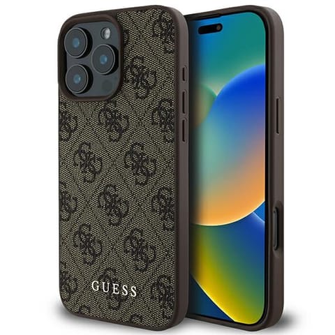 ⁨Guess GUHCP16XG4GFBR iPhone 16 Pro Max 6.9" brązowy/brown hard case 4G Classic⁩ w sklepie Wasserman.eu