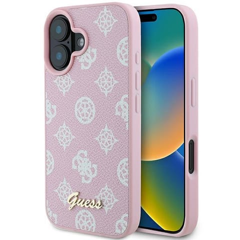 ⁨Guess GUHMP16MPGPYSP iPhone 16 Plus 6.7" różowy/pink hardcase Peony Script Logo MagSafe⁩ w sklepie Wasserman.eu