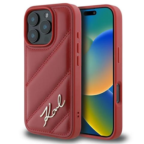 ⁨Karl Lagerfeld KLHCP16LPQDSMGR iPhone 16 Pro 6.3" czerwony/red hardcase Quilted Signature⁩ w sklepie Wasserman.eu
