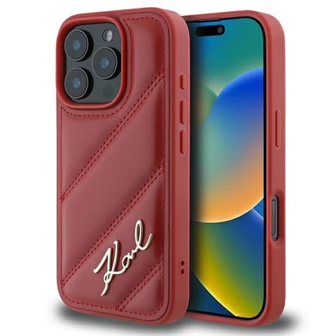 ⁨Karl Lagerfeld KLHCP16LPQDSMGR iPhone 16 Pro 6.3" czerwony/red hardcase Quilted Signature⁩ w sklepie Wasserman.eu