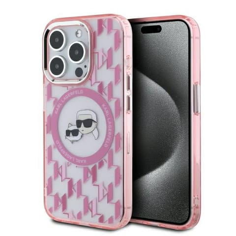 ⁨Karl Lagerfeld KLHMP15LHMCKMHP iPhone 15 Pro 6.1" różowy/pink IML Monogram Karl&Choupette Head MagSafe⁩ w sklepie Wasserman.eu