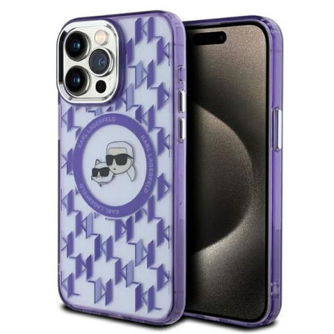 ⁨Karl Lagerfeld KLHMP15LHMCKMHU iPhone 15 Pro 6.1" fioletowy/purple IML Monogram Karl&Choupette Head MagSafe⁩ w sklepie Wasserman.eu