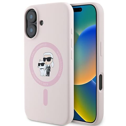 ⁨Karl Lagerfeld KLHMP16MSCMKCRHP iPhone  16 Plus 6.7" różowy/pink hardcase Silicone Karl&Choupette Ring MagSafe⁩ w sklepie Wasserman.eu