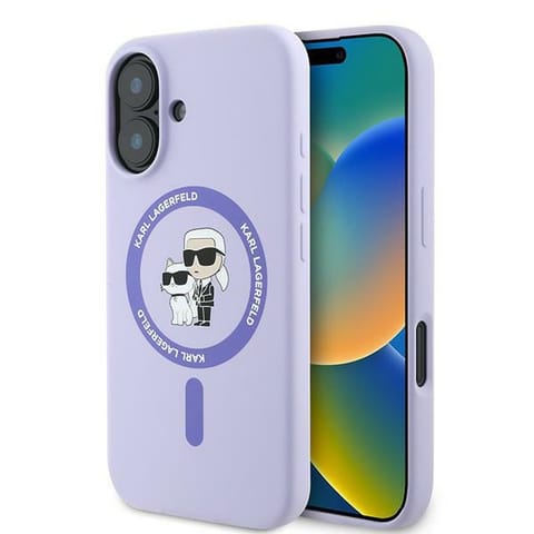 ⁨Karl Lagerfeld KLHMP16SSCMKCRHU iPhone 16 6.1" fioletowy/purple hardcase Silicone Karl&Choupette Ring MagSafe⁩ w sklepie Wasserman.eu