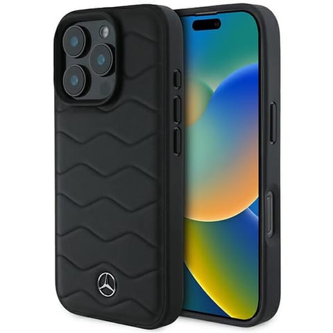 ⁨Mercedes MEHCP16L23RWRSK iPhone 16 Pro 6.3" czarny/black hardcase MB Waves Leather⁩ w sklepie Wasserman.eu