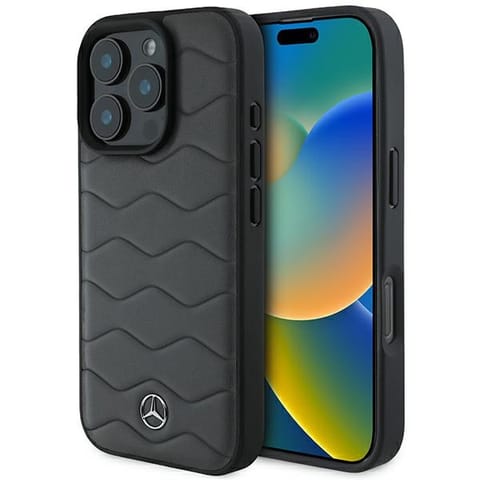 ⁨Mercedes MEHCP16X23RWRSA iPhone 16 Pro Max 6.9" antracyt szary/antracite grey hardcase MB Waves Leather⁩ w sklepie Wasserman.eu