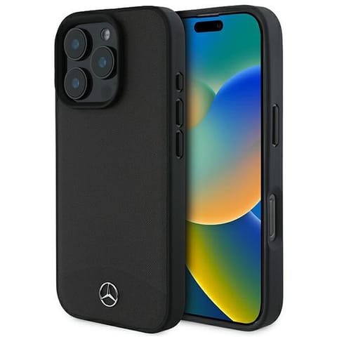 ⁨Mercedes MEHMP16L23RBARK iPhone 16 Pro 6.3" czarny/black hardcase Textured And Plain Leather MagSafe⁩ w sklepie Wasserman.eu