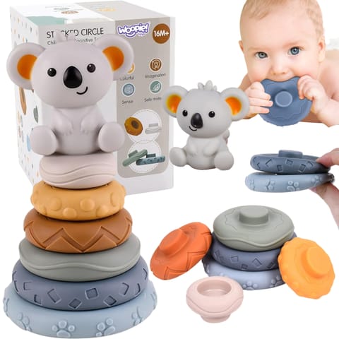 ⁨WOOPIE BABY Zestaw Edukacyjna Piramidka Koala 2w1 Gryzak⁩ w sklepie Wasserman.eu