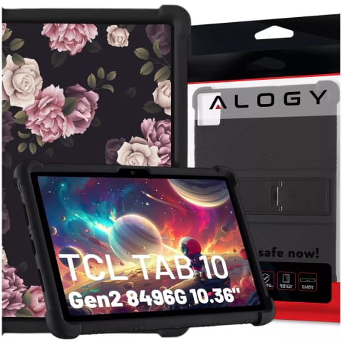 ⁨Etui do TCL TAB 10 Gen2 8496G 10.36" 10.4 obudowa na tablet silikonowe Alogy Stand Case Czarny⁩ w sklepie Wasserman.eu