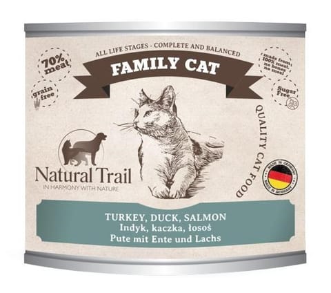 ⁨NATURAL TRAIL Family Cat Turkey, duck, salmon - wet cat food - 200g⁩ at Wasserman.eu