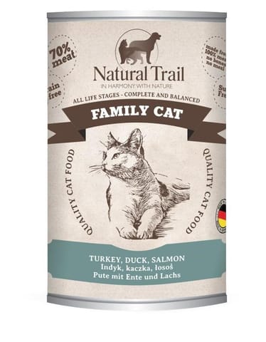 ⁨NATURAL TRAIL Family Cat Turkey, duck, salmon - wet cat food - 400g⁩ at Wasserman.eu