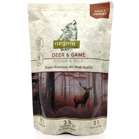 ⁨ISEGRIM Adult Deer with game - wet dog food - 410g⁩ at Wasserman.eu