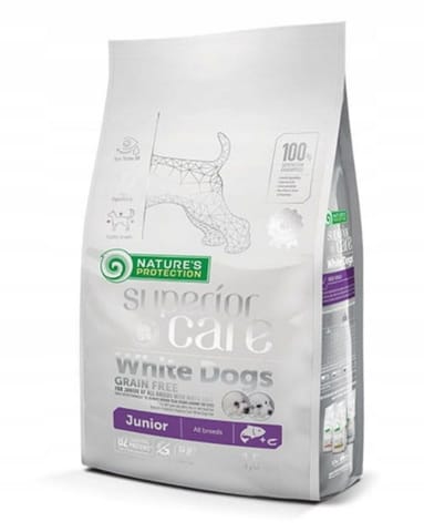 ⁨NATURE'S PROTECTION Superior Care White Dogs Grain Free Junior Salmon - dry food for puppies - 1.5 kg⁩ at Wasserman.eu