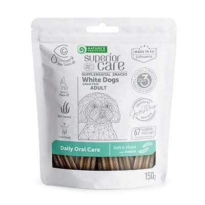 ⁨NATURE'S PROTECTION SC White Dogs Adult Daily Oral Care Insects - dog treat - 150 g⁩ at Wasserman.eu