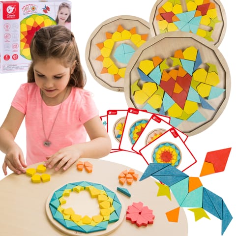 ⁨CLASSIC WORLD MONTESSORI Puzzle Mosaic Tangram Patterns Shapes and Colors⁩ w sklepie Wasserman.eu