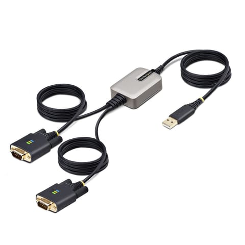 ⁨StarTech.com 13ft (4m) 2-Port USB to Serial Adapter Cable, Interchangeable DB9 Screws/Nuts, COM Retention, USB-A to DB9 RS232, FTDI, Level-4 ESD Protection, Windows/macOS/ChromeOS/Linux - Rugged TPE Construction⁩ at Wasserman.eu