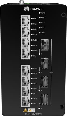 ⁨Huawei CloudEngine S5735I-S8U4XN-V2 Zarządzany Gigabit Ethernet (10/100/1000) Obsługa PoE Czarny⁩ w sklepie Wasserman.eu