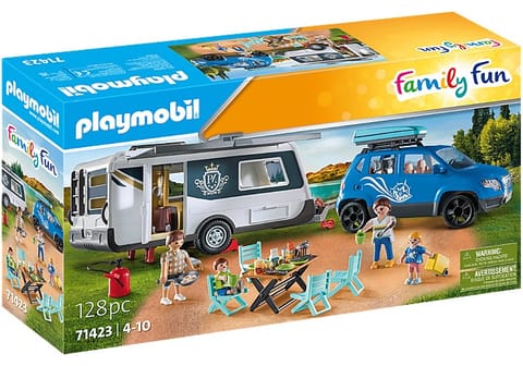 ⁨Zestaw z figurkami Family Fun 71423 Samochód z przyczepą kempingową⁩ w sklepie Wasserman.eu