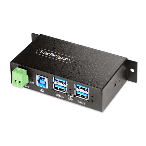 ⁨StarTech.com 5G4AINDRM-USB-A-HUB huby i koncentratory USB 3.2 Gen 1 (3.1 Gen 1) Type-B 5000 Mbit/s Czarny⁩ w sklepie Wasserman.eu