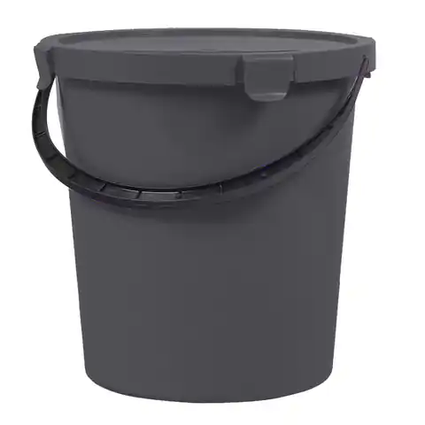 ⁨Bucket with lid Plast Team Berry 5L dark gray⁩ at Wasserman.eu