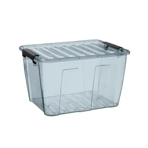 ⁨Container with lid Plast Team Home Box 15L transparent gray⁩ at Wasserman.eu