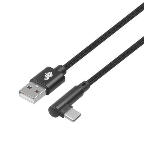 ⁨Kabel USB-USB C 1.5m kątowy, czarny sznurek⁩ w sklepie Wasserman.eu