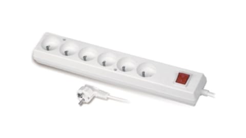 ⁨Przedłużacz z wyłącznikiem 6-gniazd z/u 10A 5m /OMY 3x1/ biały PS-670WS T-106220⁩ w sklepie Wasserman.eu