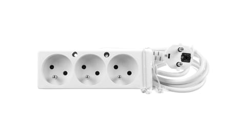 ⁨Przedłużacz 3-gniazda z/u 10A 3m /OMY 3x1/ biały PS-370 T-110020⁩ w sklepie Wasserman.eu