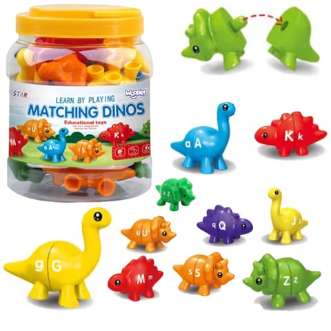 ⁨WOOPIE Zestaw Nauka Liter Kolorów Montessori Figurki Dinozaury do Składania "Dopasuj Literki" 13 el.⁩ w sklepie Wasserman.eu