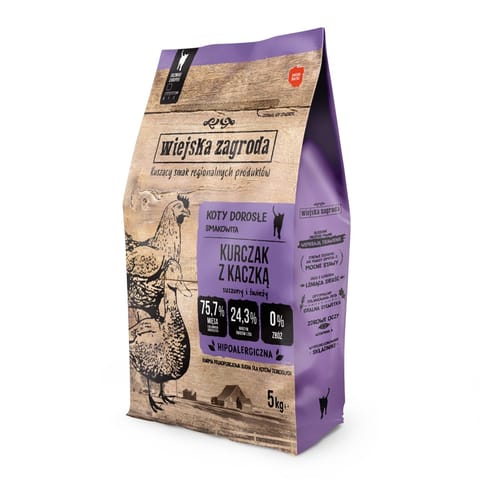 ⁨WIEJSKA ZAGRODA Chicken and Duck - dry cat food - 5 kg⁩ at Wasserman.eu