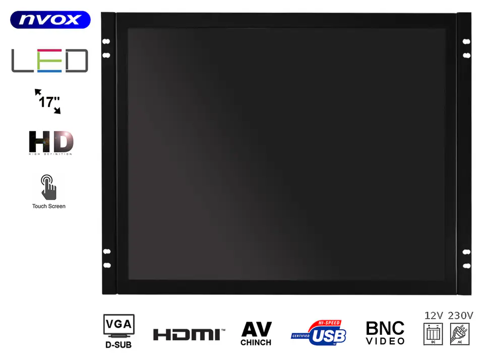 ⁨Monitor dotykowy open frame led 17cali vga hdmi bnc av12v 230v⁩ w sklepie Wasserman.eu