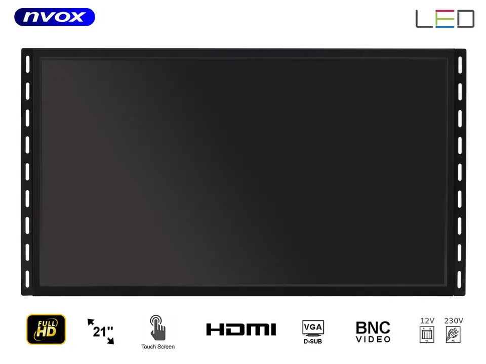 ⁨Monitor dotykowy open frame LED 21" VGA HDMI USB BNC 12V 230V⁩ w sklepie Wasserman.eu
