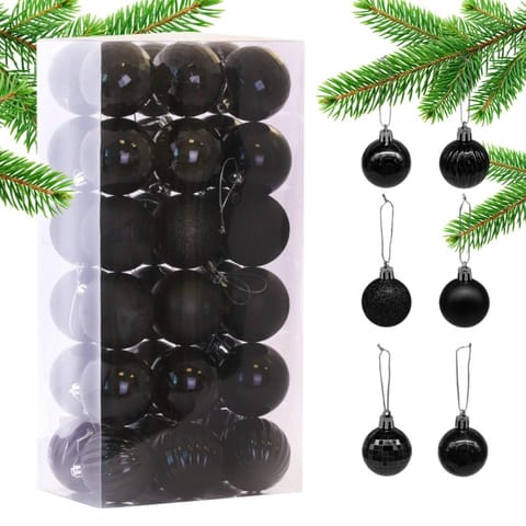 ⁨Christmas balls - black (mix) 1op.-36pcs⁩ at Wasserman.eu