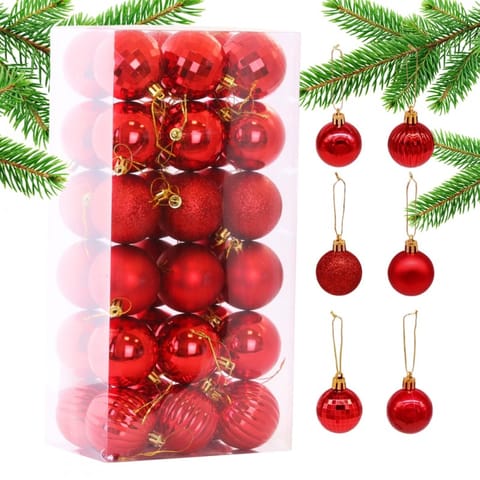 ⁨Komplet bombek na choinkę 36szt w opakowaniu czerwone średnica 5,5cm BSN08WZ5⁩ w sklepie Wasserman.eu