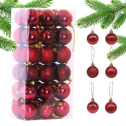 ⁨Christmas balls - red (mix) 1op.-36pcs⁩ at Wasserman.eu