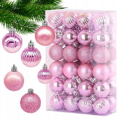 ⁨Christmas balls - pink (mix) 1op.-48pcs⁩ at Wasserman.eu