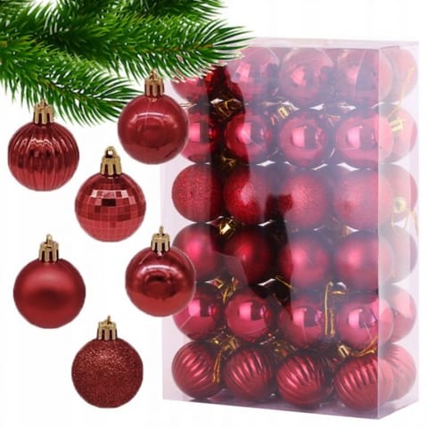 ⁨ECarla Christmas balls - red (mix) 1op.-48pcs⁩ at Wasserman.eu